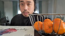 ASMR EATING MANDARIN ORANGE & PAINTING