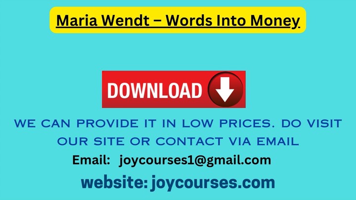 Maria Wendt – Words Into Money