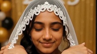 gently embracing herself, her eyes closed, video