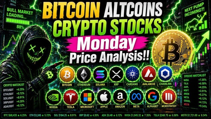 Bitcoin Crypto Stocks Monday Price Analysis!! Let's Go!!