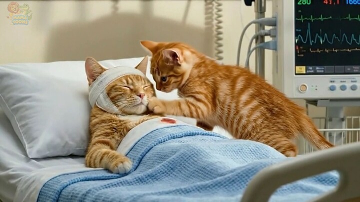 Mama Cat Takes Her Unconscious Kitten to Hospital - Mama Toons - Heartbreaking Mother Cat Story