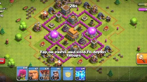 Clash of Clans (Th6) attack strategy Balloon and lightning spell