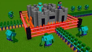 Minecraft NOOB vs PRO battle: ZOMBIE ATTACK THE SUPER BASE HOUSE!