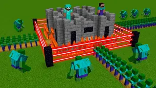 Minecraft NOOB vs PRO battle: ZOMBIE ATTACK THE SUPER BASE HOUSE!
