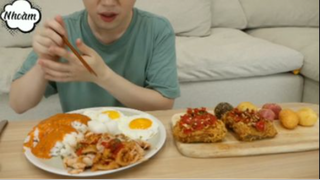 Cơm cà ri và gà tắm ớt phần 3 #mukbang