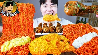 ASMR MUKBANG 불닭볶음면 & 치즈 스틱 & 양념 치킨먹방! FIRE Noodle & FRIED CHICKEN & CHEESE STICK EATING SOUND!