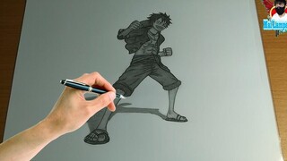 วาดรูปลูฟี่หมวกฟาง โมเดล3D การ์ตูนวันพีช