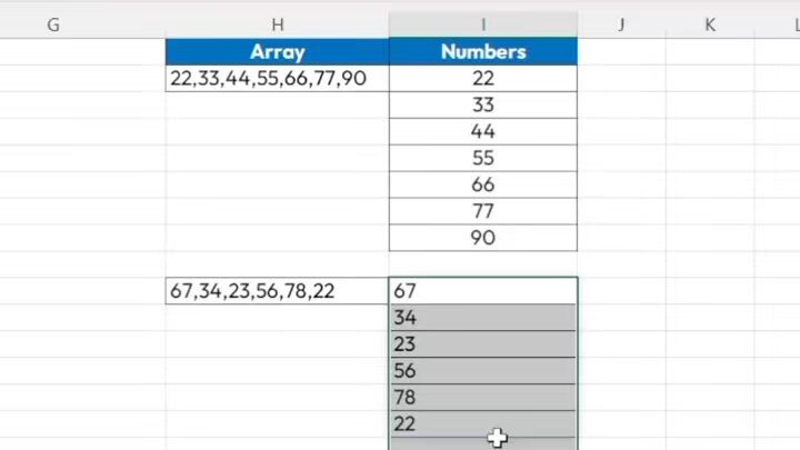 How to convert array in to rows in Excel
