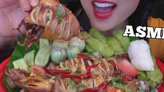 ASMR SPICY SQUID SALAD แบบไทย โชว์กิน!