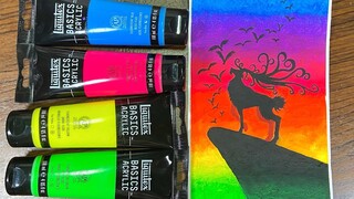 Easy and Quick Acrylic Painting | Fluorescent Basics Liquitex Acrylic paints | Chill With NiXiE