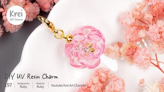 【モールドなしUV レジン】DIYでバラ(薔薇)、ローズミニーチャームを作りました〜♪UV Resin - DIY Rose Miniature Charm