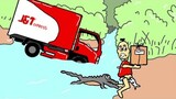 Perjuangan sopir truk oleng paket J&t express - Kartun animasi lucu