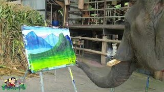 ว้าว..น้องธันวาวาดรูปวิวภูเขาท่านใดสนช่วยอุดหนุนค่าหารช้าง(รักช้างช่วยช้าง)