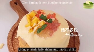 Cách làm món bánh kem bưởi hồng tan chảy 🤤 #videohaynhat