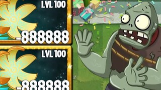 PvZ 2 - 1000颗100级植物 对决 夏夜仓鼠球巨人100级