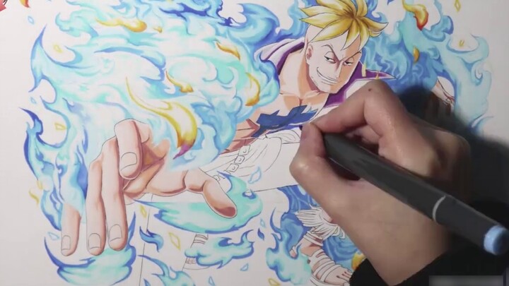 [One Piece] Hand-painted Phoenix Marco, the pineapple head in Luffy's eyes is so handsome, the openi