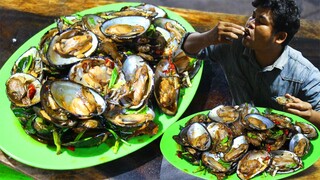 Cooking Oyster Hot Basil eating very much - Stir Fried Clam,Seashell Spice all Lemongrass,Chili