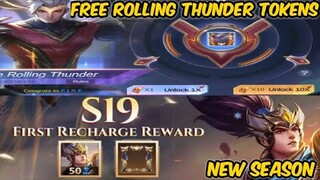 NEW SEASON : FREE TOKENS DRAW IN "THE ROLLING THUNDER" AND 1ST PURCHASE BENEFITS | MOBILE LEGENDS