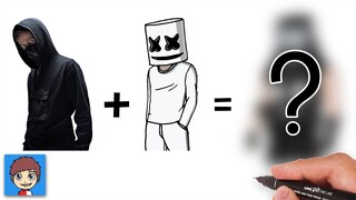 Cara Menggambar Marshmello + Alan Walker dengan Mudah