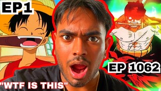 NON- ONE PIECE FAN REACTING TO EPISODE 1 AND EPISODE 1062 OF ONE PIECE | WTF ZORO VS KING ?!😱