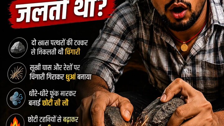 आदिमानव ने पत्थरों से आग कैसे जलाई? 🔥🪨 | हजारों साल पुराना तरीका#AncientFire #FireMaking