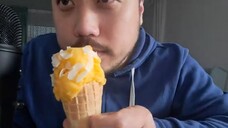 ASMR Eating Mango Ice Cream With Coconut Flakes 🍦 Mouth Sounds & Licking 🍦