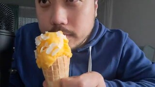 ASMR Eating Mango Ice Cream With Coconut Flakes 🍦 Mouth Sounds & Licking 🍦