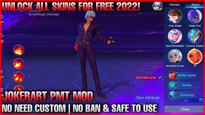 JOKERART PMT MOD NO NEED KEY | UNLOCK ALL SKINS AND MORE | WORKING ON CLASSIC, RANK | NO BAN & SAFE