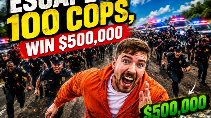100 police men vs mrbeast and team wins 5,00,000 yuan