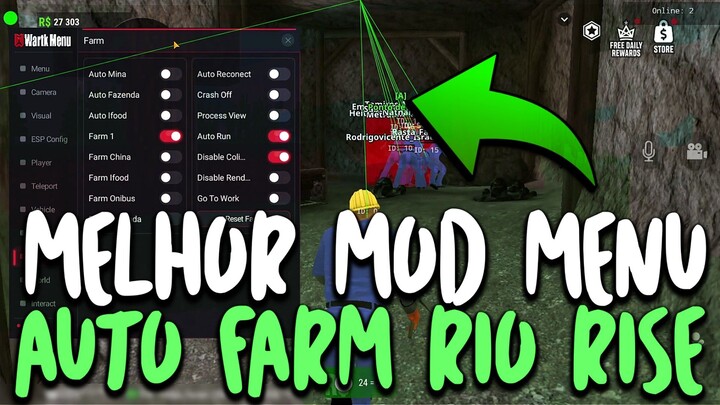 RIO RISE MOD MENU 2026 ATUALIZADO FARM AUTOMÁTICO + VIDA INFINITA + RECURSOS INSANOS😱