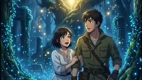 A mysterious light appears in the forest… but their love gives them courage to face the unknown. ❤️✨