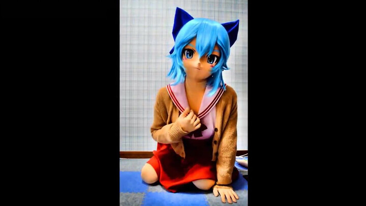 [kigurumi] Kucing lucu topeng kig kucing, penyamaran seluruh tubuh seragam cosplay (video kig baru 5