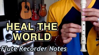 (Easy) HEAL THE WORLD by Michael Jackson Flute Recorder Letter Notes Chords Tutorial for beginners
