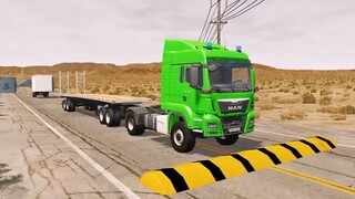 Flatbed Truck Mcqueen  _ Transportation with Truck - Pothole vs Car _479 - BeamN