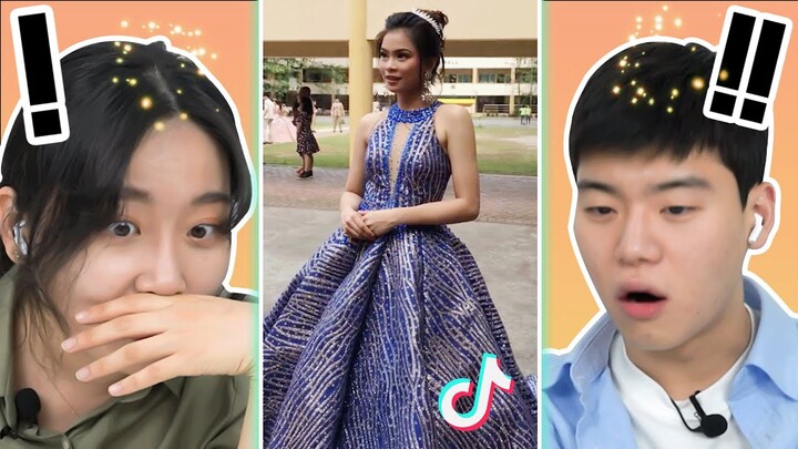 Korean guy&girl shocked by Philippines Prom party tiktok?! l Reaction l Phili-Pie