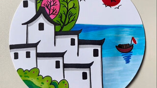 Super Simple and Fun Jiangnan Spring Scenery #CreativeArt #SpringThemedPainting #LearnDrawingWithMe