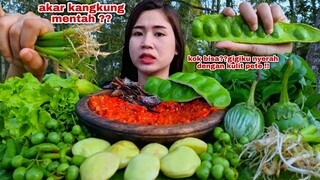MUKBANG LALAPAN MENTAH TANPA NASI JENGKOL PETE AKAR KANGKUNG LEUNCA IKAN ASIN SAMBEL TERASI