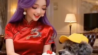 狗狗来给姑姑送外卖了