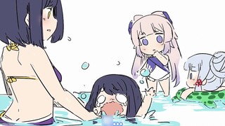 [Teyvat Kindergarten] Sala takes little Thor to the swimming pool to play in the water