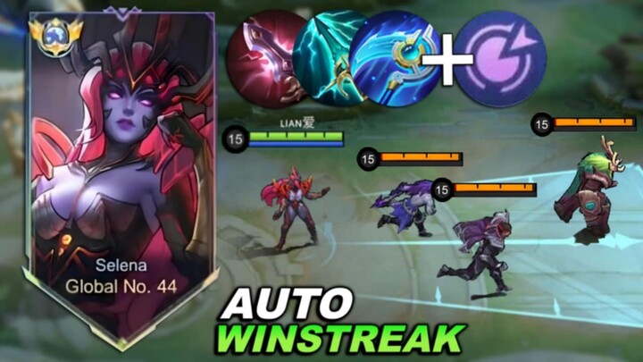 SELENA NEW BUILD AND EMBLEMS!!😈(AUTO WINSTREAK!!🔥)- Mobile Legends