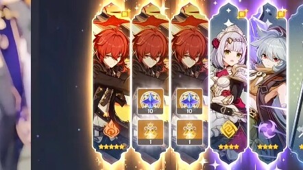 Newbie gacha, ten pulls, three 5-star characters including Diluc!!