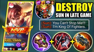 YIN VS TOP GLOBAL SUN | BEST COUNTER BUILD TO ONESHOT SUN IN MIDLANE | MOBILE LEGENDS