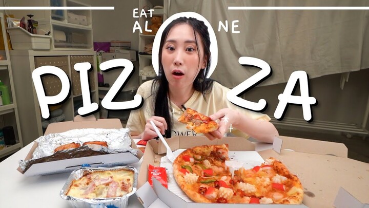 กินพิซซ่า 4 หน้าใน 1 ถาด พร้อมตอบทุกคอมเมนต์ !!  | EatAlone EP.4