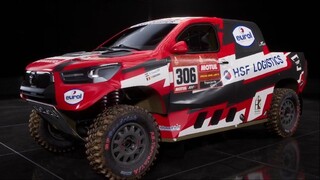Car Toyota GR Hilux IMA in Dakar Desert Rally. Overdrive Toyota