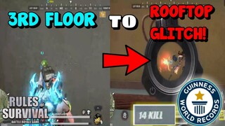 3RD FLOOR TO ROOFTOP GLITCH!"CHEATER DAW AKO"[14KILLS](Rules of Survival:Battle Royale)