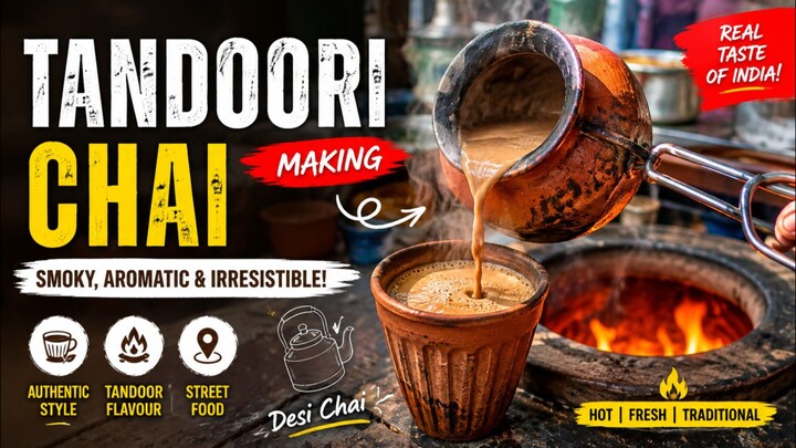 Tandoori Chai Making 🔥☕ | Smoky & Delicious Indian Street Tea #tea