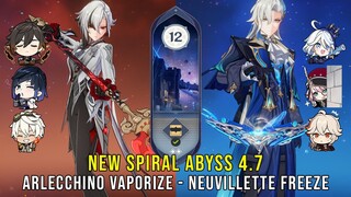 C0 Arlecchino Vaporize and C0 Neuvillette Freeze | NEW Genshin Impact Abyss 4.7 Floor 12 9 Stars