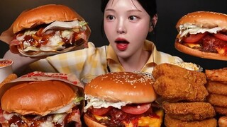 【Subtitel Bahasa Mandarin Boki】Nikmati burger besarnya, lihat berapa banyak yang bisa dimakan adik p