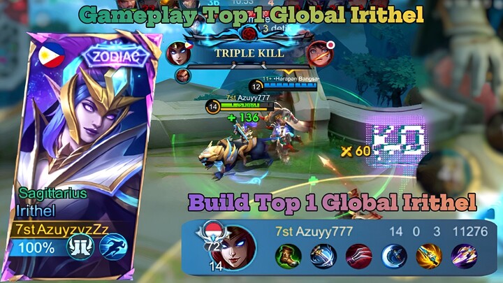 Gameplay Top 1 Global Irithel, Build Top 1 Global Irithel | 14/0/3 KDA MVP 🔥🔥