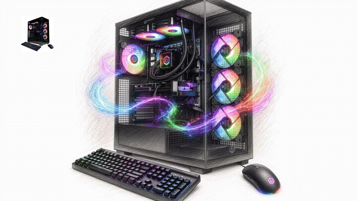 CyberPowerPC Gaming PC, AMD Ryzen 9 9900X, GeForce RTX 5070 12GB